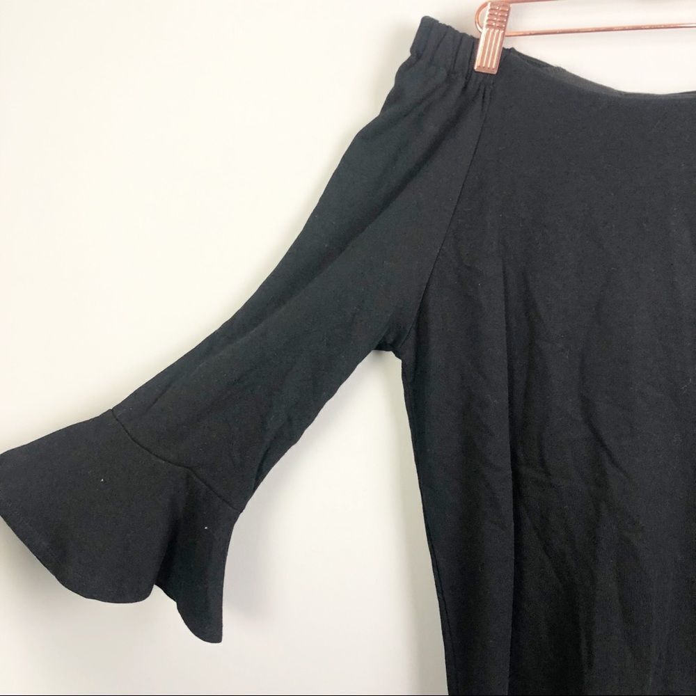 GIBSON | Off the Shoulder Black Sweatshirt Bell Sleeves XL - Picture 3 of 8